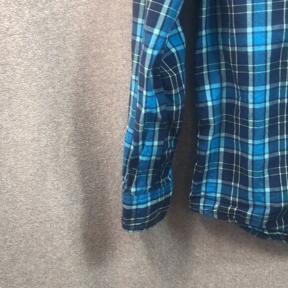 Blue Plaid Button‎ Down Long Sleeve Casual Shirt - Picture 5 of 11